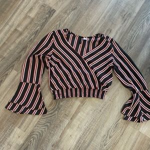 black and red cropped blouse